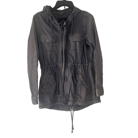 American Eagle Women's Size Small Stone Wash Grey Utility Barn Coat Jacket - Picture 1 of 8
